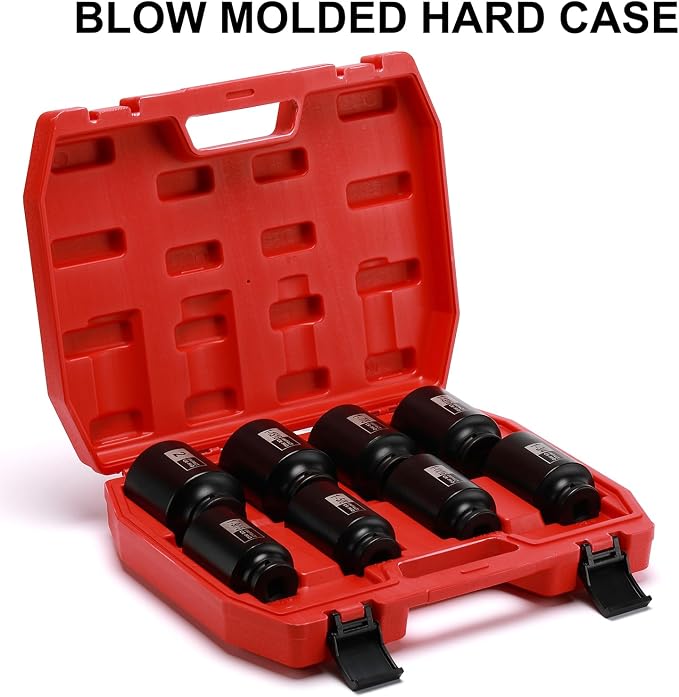 Mayouko 1/2" Drive Spindle Axle Nut Impact Socket Set, CR-MO, 6 Point, 1-9/16",1-5/8",1-11/16",1-3/4",1-13/16",1-7/8",1-15/16",2", SAE, 90mm Length