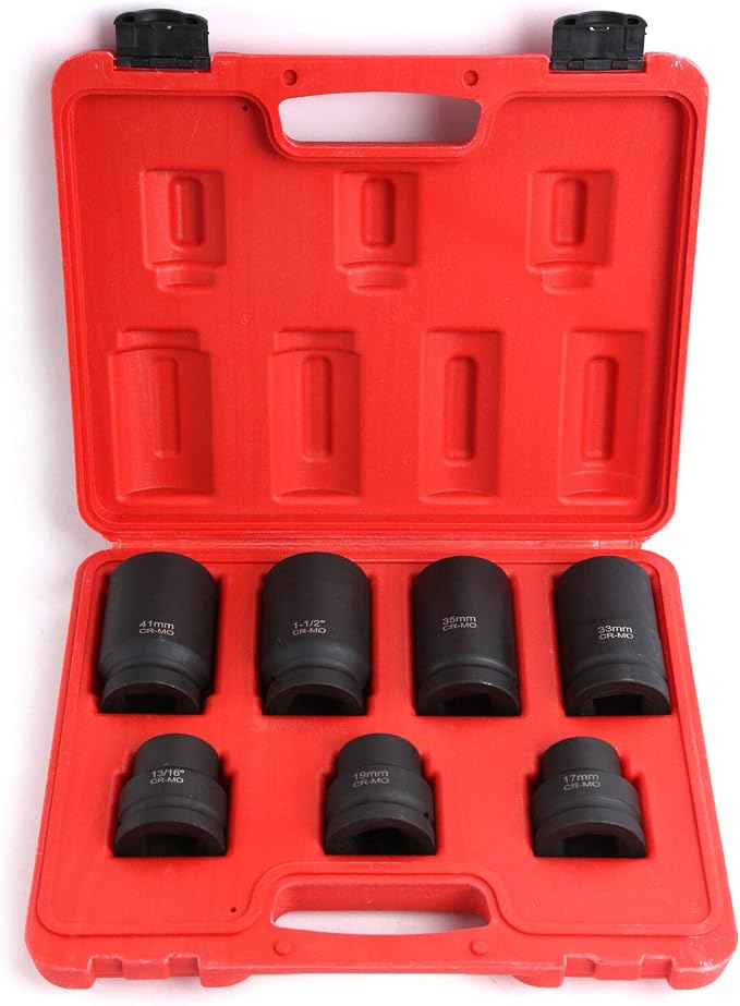 1" Drive Impact Socket Set for Truck Tire Service 17 19 21 33 35 38 41mm