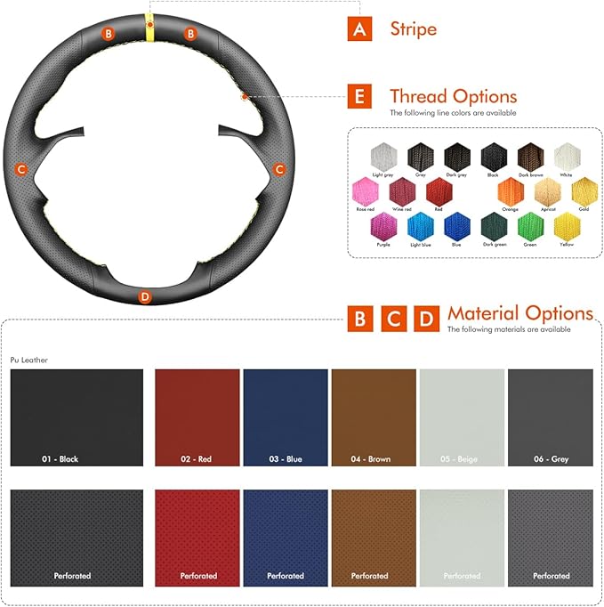 MEWANT Steering Wheel Cover for Chevy Silverado 1500 2500 Suburban Tahoe Blazer Customized by Artificial Leather