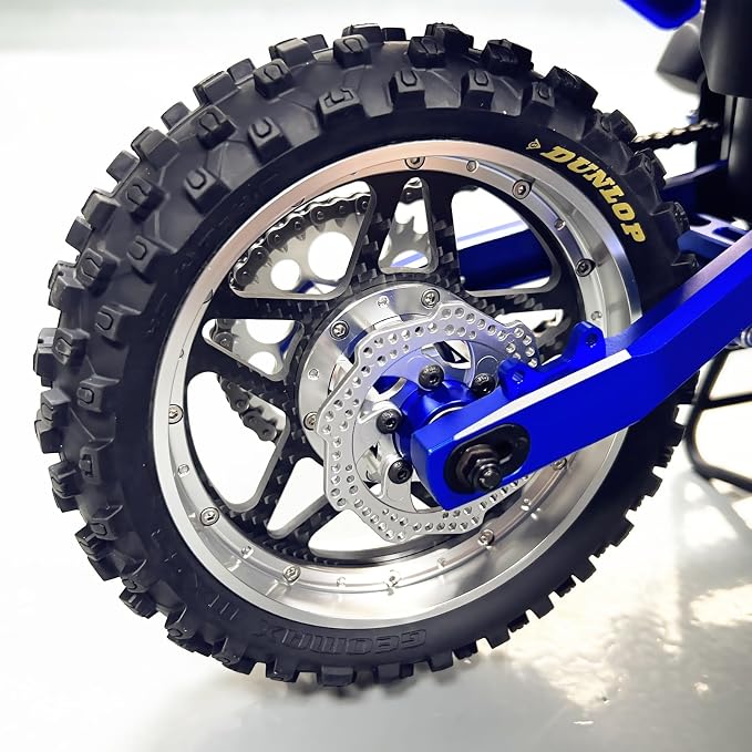 TREAL Losi Promoto MX Front and Rear Wheels(2P), CNC Machined Aluminum w Carbon Rims for Losi 1/4 FXR Motorcycle(Black)