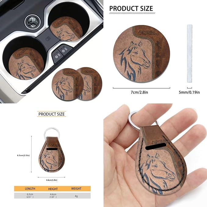 Suobstales Aztec Horse Print Car Seat Covers 11 Pcs American Tribal Car Accessories Interior Set Gifts Front Rear Split Seats Protectors with Steering Wheel Cover,Seatbelt Pads,Cup Holder,Keychain