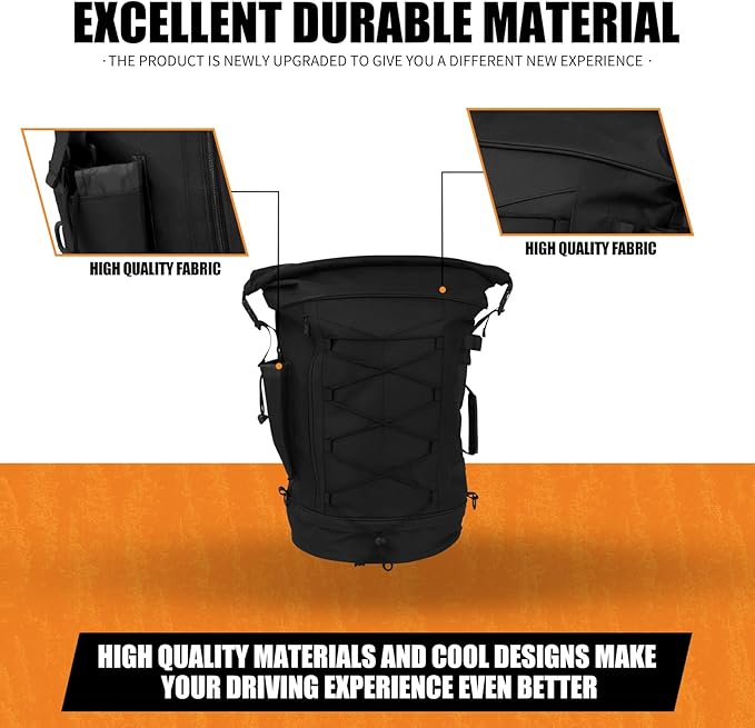 Motorcycle Sissy Bar Backrest Bag Travel Luggage Bag Large Capacity Duffle Bag Expandable 50L-80L Gear Tail Bag with Rain Cover&Shoulder Strap Universal Fit For Harley Yamaha Suzuki