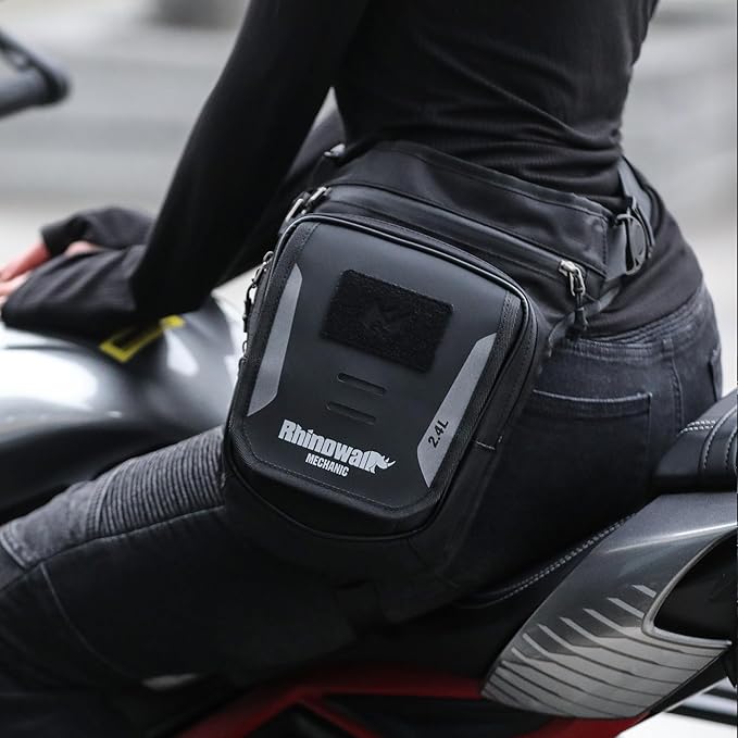 Rhinowalk Motorcycle Fuel Tank Bag, Magnetic Quick Release, Black, One Size, Leg Bag, Waist Pack
