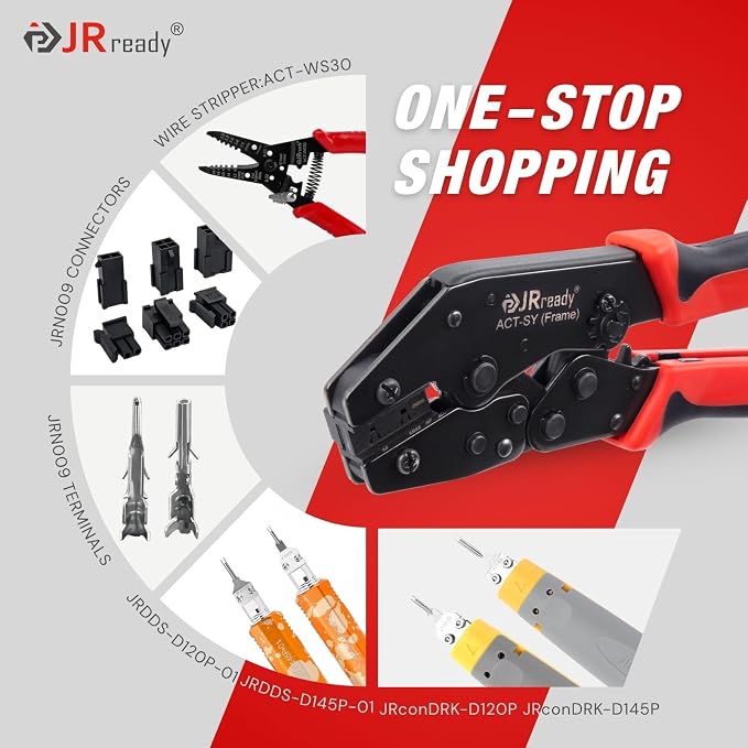 JRready Micro-Fit 3.0 Molex Crimper Pin Extractor Tool Kit MX 3.0 Pins and Sockets Molex Connectors 43031 43030 Series 20-24AWG Crimp Terminals 100Pairs for Micro-Fit Connectors 3.0mm Pitch ST6543