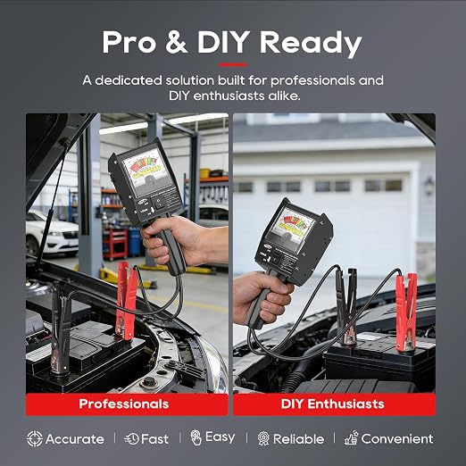 TOPDC 3181 Pro 130 Amp Heavy-Duty Battery Load Tester for 6V & 12V Automotive Batteries, with Anti-Slip Clamps