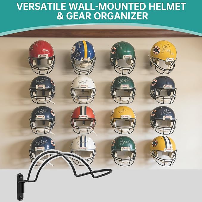 4 Pcs Wall Mounted Helmet Rack Storage Display Rack Hanger, Motorcycle Helmet Holder for Equestrian/Baseball/Iron Man/Scout Trooper/HockeyHelmet(No Helmet)