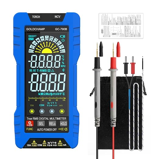 Digital Multimeter TRMS 6000 Counts, Auto-Ranging Voltmeter with NCV, Measures AC/DC Voltage/Current, Resistance, Capacitance, Temperature, Diode, Frequency/Duty-Cycle for Automotive & Home