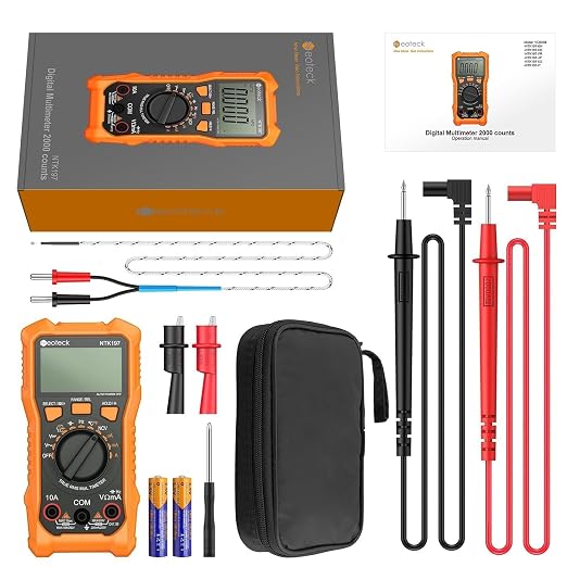 Neoteck 2000 Counts Digital Multimeter Voltmeter Tester with NCV, LCD for AC/DC Voltage&Current, Resistance, Capacitance, Live Wire, Frequency, Temperature, Duty Cycle, Continuity, Diode Measuring | NCV Multi Tester for resistance, capacitance, live wi...