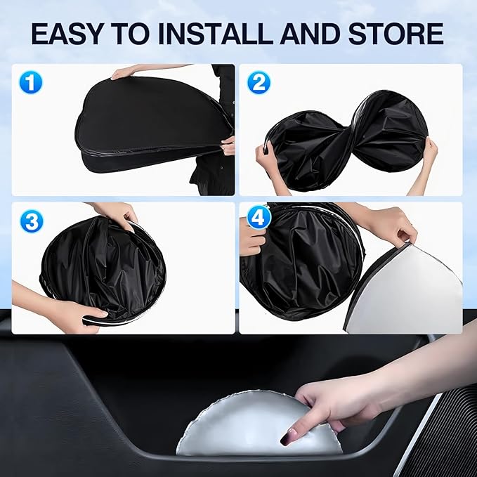 Sunsdrew 8PCS Foldable Sun Shades for 2019-2025 Toyota RAV4 Accessories Car Windshield&Side Windows Shade Cover Blocks 99% UV&Heat Privacy Protection Keeps RAV4 Cool All Black