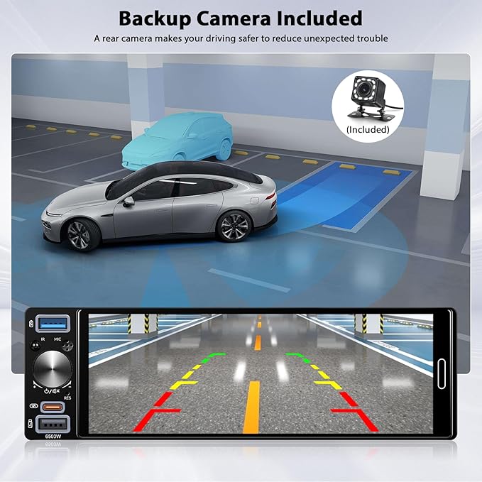 Inefala 6.5" Wireless Carplay Car Stereo Incell Single Din Touchscreen Radio Android Auto Bluetooth 5.2 Backup Camera Car Audio Receiver USB Type C FM RDS EQ SWC MIC