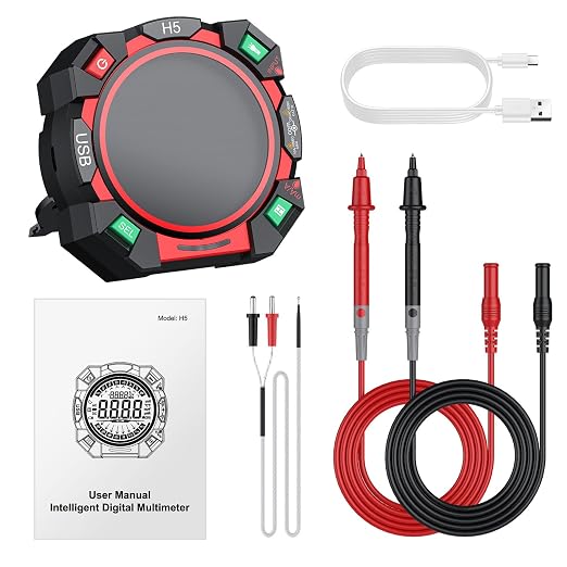 Neoteck 6000 Counts TRMS Multimeter Rechargeable Auto-Ranging Volt Meter for AC/DC Voltage & Current Electric Meter Tester with Color Screen for NCV Diode Continuity Resistance Capacitance Temperature