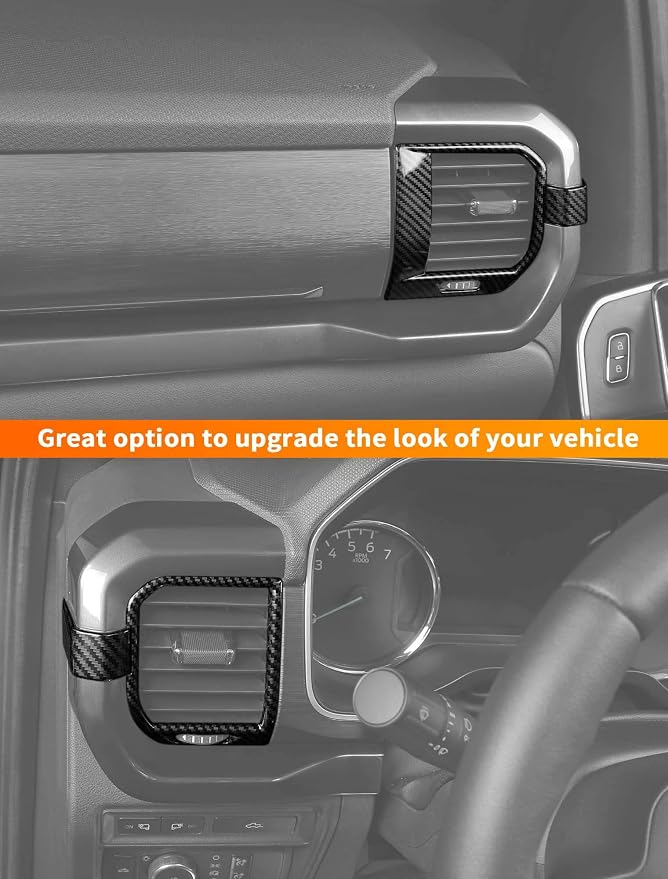 Savadicar Carbon Fiber Interior Accessories - Ac Vent Trim Cover for Ford F150 (2021-present) - Premium Texture Interior Decor Upgrade Option, 4-Piece Set