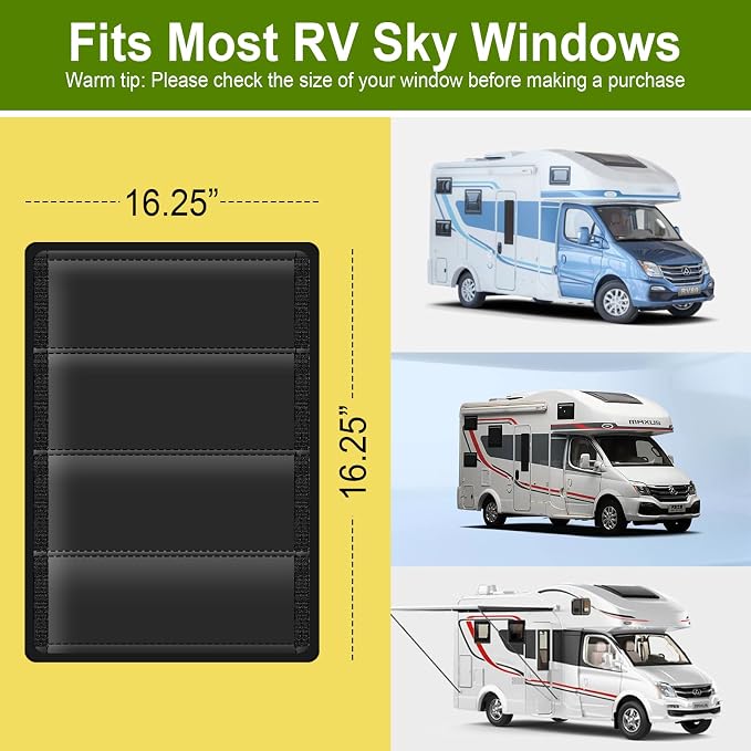 RV Door Window Shade Cover 25" (L) x 16" (W), Foldable Hook&Loop Design, RV Blackout Window Cover with UV Protection, Waterproof Fabric, Reflective