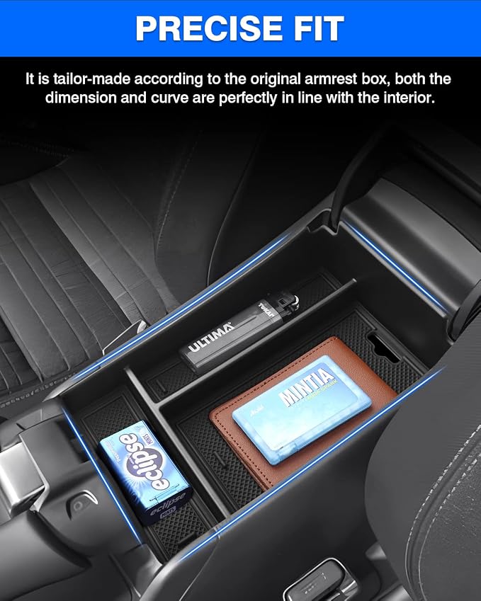 Autorder Center Console Organizer for 2023-2026 Honda HRV Accessories - Armrest Storage Box Secondary Insert Tray with Black&Red Mats