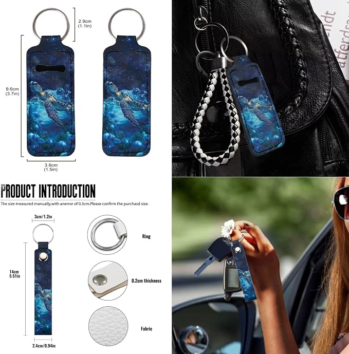 Suobstales Galaxy Turtle Flower Print 13 Pieces Car Accessories with 4 Car Seat Covers 1 Steering Wheel Cover 1 Trash Can 2 Seatbelt Cover 2 Coaster 1 Rearview Mirror Cover 2 Keychains Universal Fit