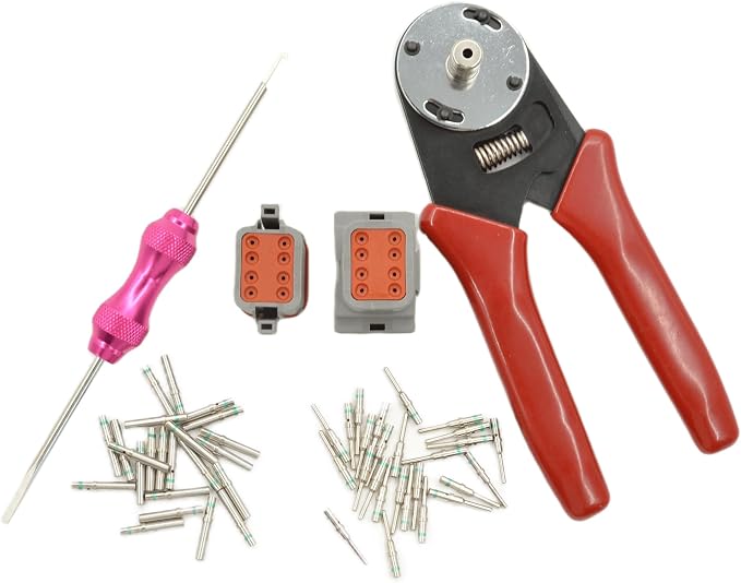 416 PCS Deutsch DT Connector Kit,2 3 4 6 8 12 Pin Automotive Connectors,With Crimping Pliers (14-20AWG) And Connector Removal Tool,IP67 Rated Gray Waterproof Housing Set,Deutsch 16# Solid Contacts
