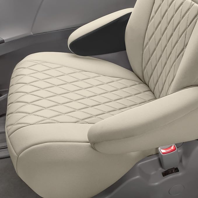 FH Group Custom Fit Car Seat Covers Specifically Made for 2011-2020 Toyota Sienna 7 Seater with Ultraflex Neoprene Water Resistant Automotive Seat Covers - Full Set Solid Beige
