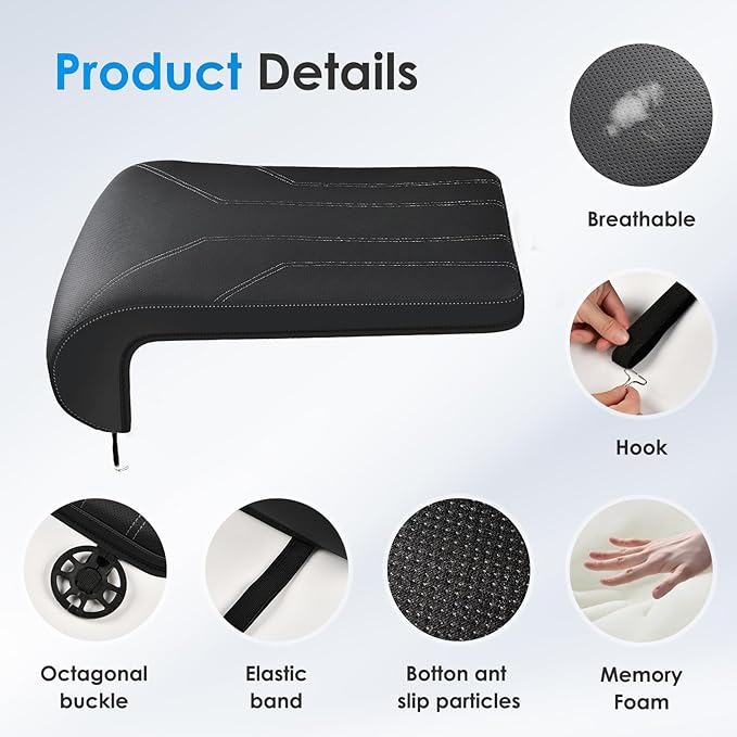 FLORICH Car Seat Extender Leg Extender Support Cushion for Driver Seats Office Chair, Leather Carseat Leg Support for Long Drivers Universal Car Seat Cushion Legs Rest Pads-Light Black