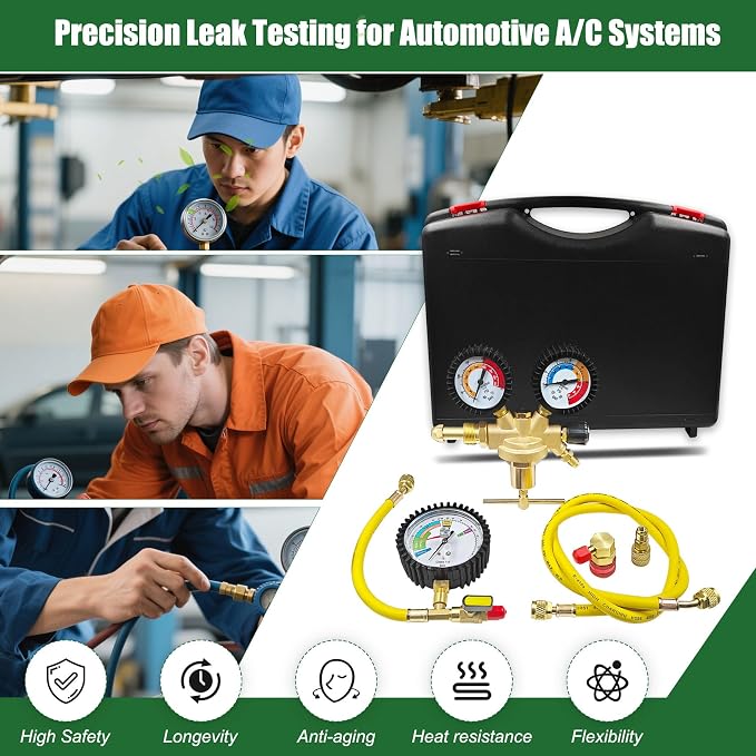 53010 Automotive/HVAC Pressure Tester Kit, Pressure Testing Tools, Includes 53001 Nitrogen Pressure Regulator, Leak Testing Adapter 53042, Charging Hose, R134a Adapter, R410A Adapter