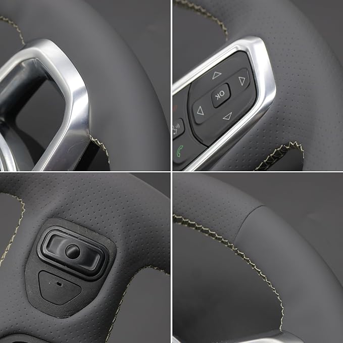 MEWANT Steering Wheel Cover for Jeep Gladiator (JT) 2020-2024 / Wrangler (JL) 2019-2024 / Wrangler Unlimited 2018-2023 Hand-Stitched Leather Car Steering Wrap for Jeep