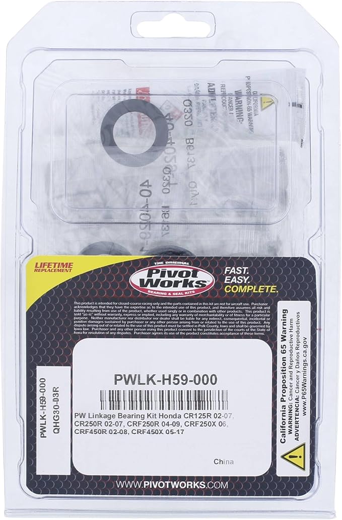 Pivot Works Linkage Rebuild Kit PWLK-H59-000 Compatible with/Replacement for Honda CR125R 2002-2004, CR250R 2002-2004, CRF250R 2004, CRF450R 2002-2004