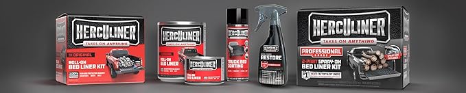 Herculiner Aerosol Spray Truck Bed Liner, 15 Ounce Spray Can, Black, Textured, Suitable For All Truck Beds, 6-7 sq ft Coverage