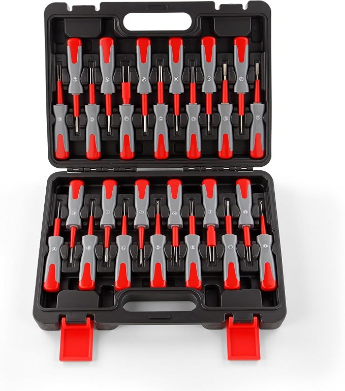 26PCS Universal Terminal Removal Tool Kit, Connector Pin Removal Tool for Replace Universal Automotive Vehicle Wire Harness Pin Connector Release