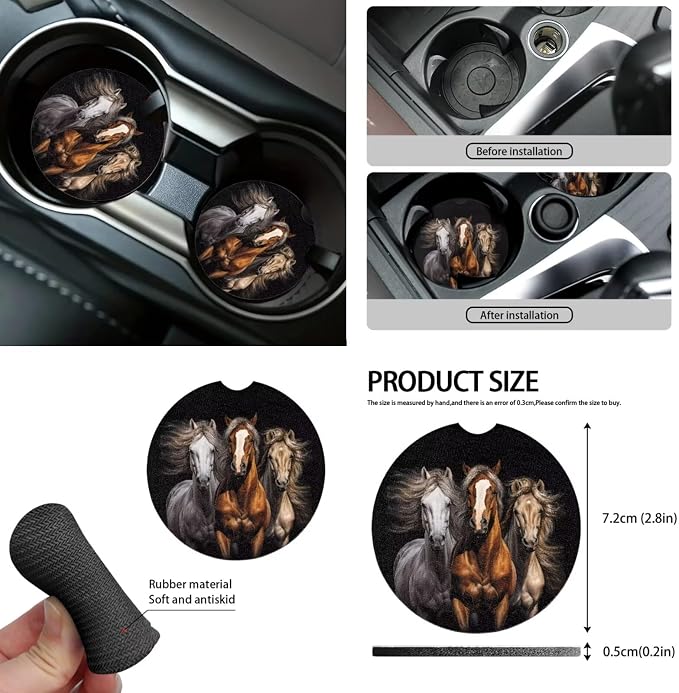 Wild Horse Automotive Seat Cover Set 12 Pcs Center Console Cover Car Seat Belt Pad Cover Steering Wheel Cover Elastic Fabrics Hand Brake Cover Suitable for Most Cars,SUV