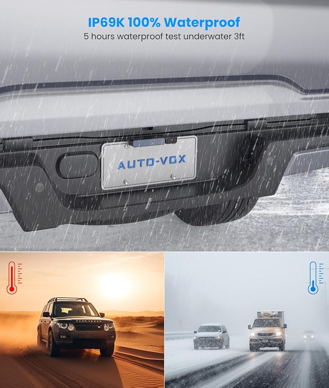 AUTO-VOX Solar Wireless Backup Camera for Car SUV Truck with 5" HD Monitor | Quick No Wiring Setup, Less Charging, Clear Rear View for Driveway, Parking, and Daily Backing Up
