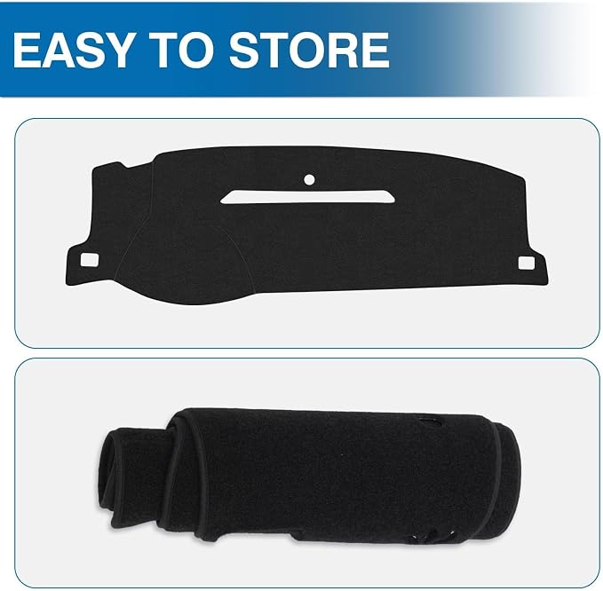 KUST Black Dash Cover for 2007-13 Chevy Chevrolet Silverado 1500 2500 3500 LTZ/Avalanche/GMC Sierra SLT Denali, 2007-14 Chevrolet Tahoe/Suburban/GMC Yukon XL (Only Fit One Glove Box Dashboard)