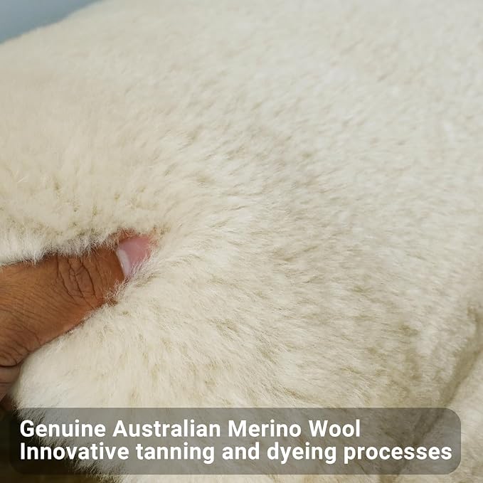 Aegis Cover Sheepskin Car Seat Cover Genuine Australian Merino Wool Front Seat Cover Luxury Dense Pelt Universal Fit for Most SUVs, Trucks, Bucket-Style, 54 X 22 Inches (Cream)