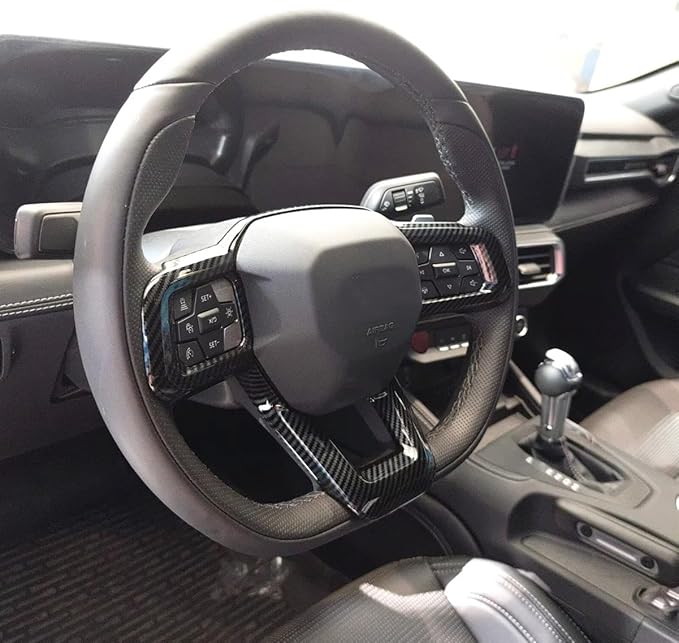 for Ford New Mustang 2024 2025 2026 Wheel Steering Trim Panel Cover Trims ABS Carbon Fiber Pattern