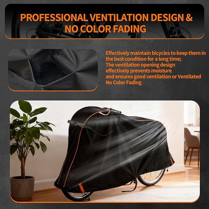 Bike Cover for 1/2/3Bike-900D Heavy Duty Waterproof Bicycle Cover&Outdoor Bike Storage Protection against Snow,rain|Bike Cover for eBike,Mountain,Road,Hybrid,Scooter,Beach Cruiser Bike(L-1Bike Cover)