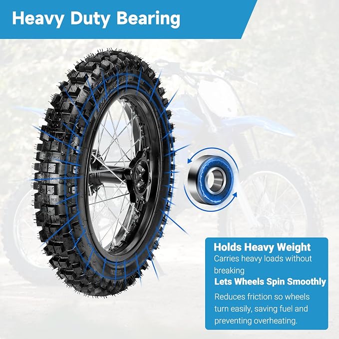 EOPOAYI 14" Wheel Rim 90/100-14 3.00-14 Rear Tire Assembly Compatible with 125cc 150cc Apollo TTR125 SSR KLX125 RM80 TaoTao DB17 Off Road Pit Dirt Bike Parts Brake Rotor 428 Chain 41T Sprocket