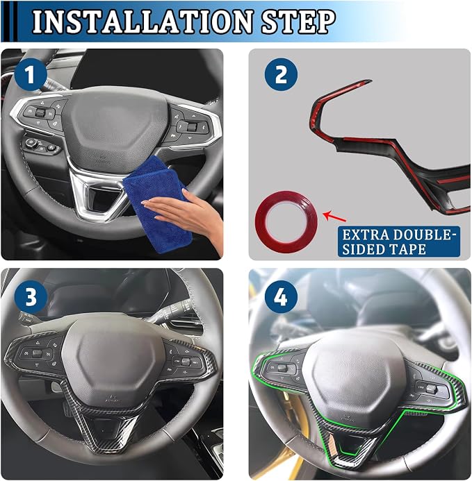 Center Steering Wheel Frame Trim ABS Imitation Carbon Fiber Interior Decoration Protection Cover Fit Chevrolet Trailblazer 2024-2026/TRAX 2023-2025