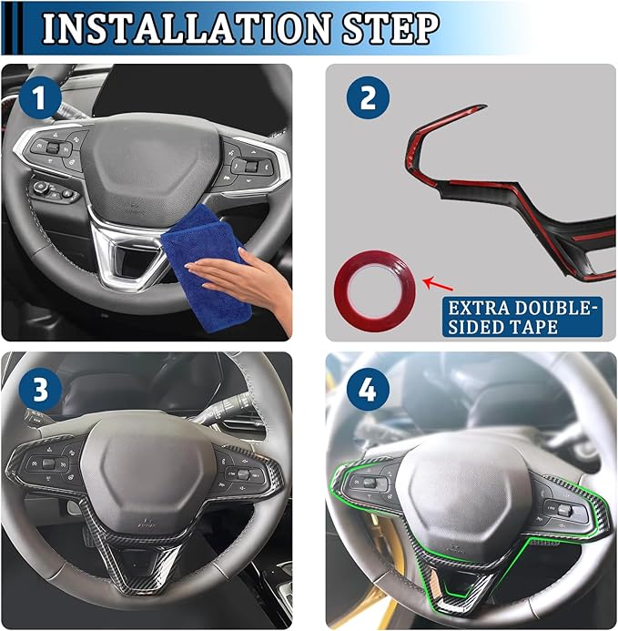 1 Pcs Center Steering Wheel Protection Cover FrameTrim for Chevrolet Trailblazer 2024-2026 Interior Accessory (ABS Imitation Carbon Fiber Pattern)