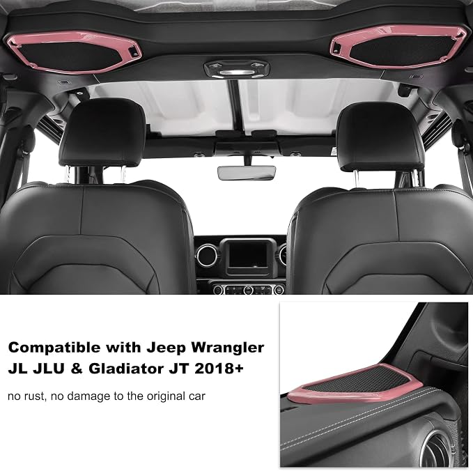 RT-TCZ A Pillar Speaker Trim Cover & Roof Speaker Audio Trim Cover Ring Kit Decoration Interior Accessories for Jeep Wrangler JL JLU & Gladiator JT 2018-2022,Pink