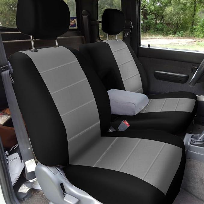 SAPUBK Front Seat Covers Replace for 1995-2000 Toyota Tacoma 60/40 Front Bench with Center Console, Driver and Passenger Knitted Fabric Composite Soft Foam Lining Airmesh Breathable Seat Cover