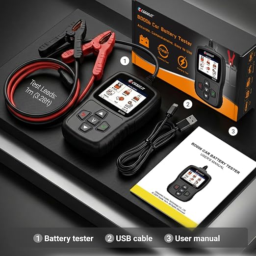 Car Battery Tester 12V/24V 20–2000CCA Automotive Battery Load Tester with Cranking & Alternator Test, 10-220Ah Pro Analyzer for Car Motorcycle Heavy Duty Truck SUV RV, Avoid Breakdown & Winter Ready