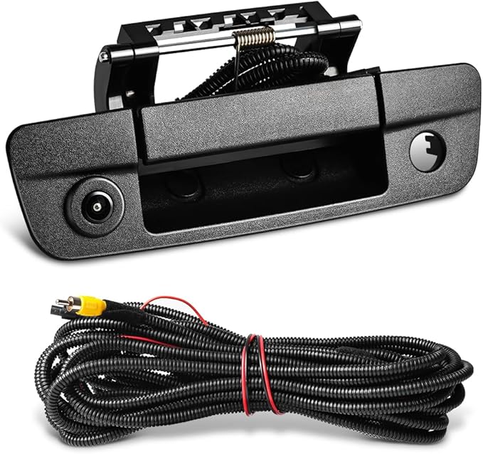 Rear Tailgate Handle Backup Camera Compatible with 2010-2018 Dodge Ram 1500 2500 3500 Rear View Reverse Back Up Camera RCA Connector with Key Hole-Textured Black, 68044904AG