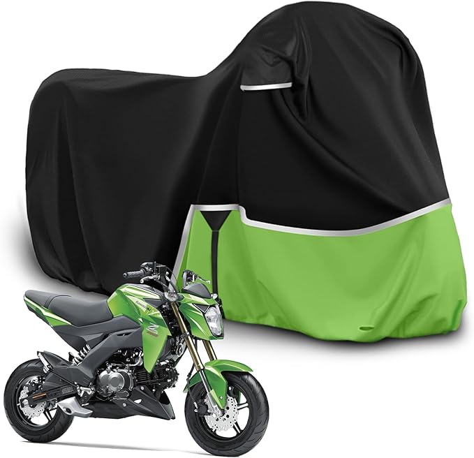Waterproof Motorcycle Cover Replace for Kawasaki Z125/Z125 Pro/KLX 110 Models, 420D Oxford Cloth Motorcycle Cover for Snow Rain Dust Protection