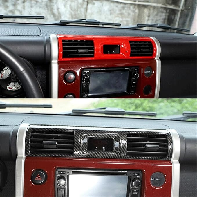ABS Red Central Control Air Outlet Decorative Frame Cover Trim Fit forToyot-a FJ Cruiser 2007-2021 Car Dashboard Air Vent Molding Strip Cover