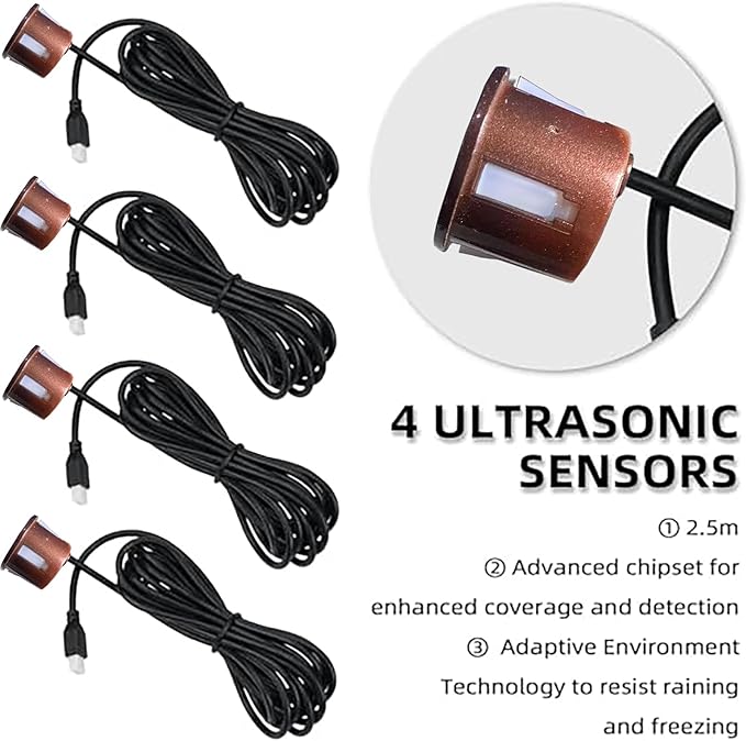 Parking Sensor Kit Backup Sensor Kit Reverse Sensor for Car 18 Color Options for Probes Adjustable Alarm Volume Professional Sensore de Reversa para Carro Safe Driving Assistant(Brown)