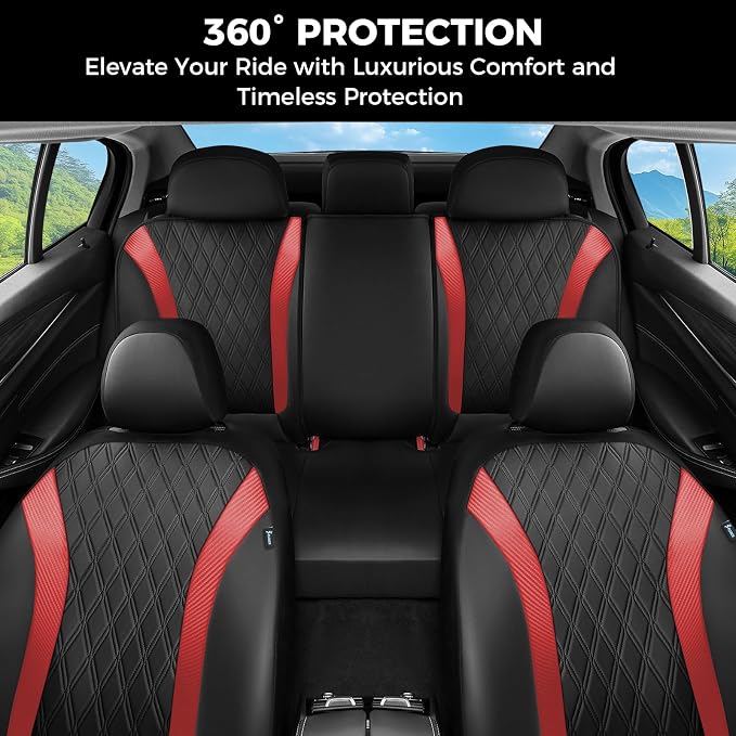 FLORICH Car Seat Covers Full Set, Leather Seat Covers for Cars, Car Seat Protector Waterproof Breathable, Universal Automotive Seat Covers, Front and Rear Car Seat Cover Fit for Most Cars SUV Truck