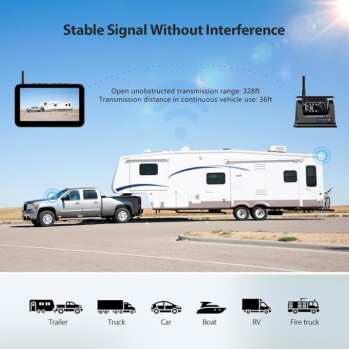 ZEROXCLUB Magnetic Solar Wireless Backup Camera 1080P 7" DVR Monitor, Rechargeable RV Camera Wireless System for Hitch Towing Travel RV Camper 5th Wheel, Built-in 9600mAh Battery & Solar Panel, BM701