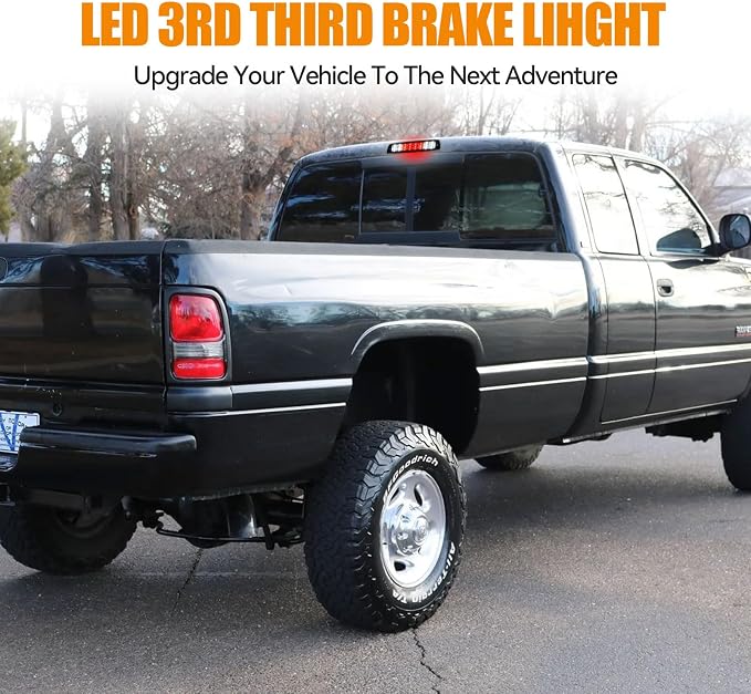 Third 3rd Brake Light LED for 1994-2001 Dodge Ram 1500/2500/3500, High Mount Rear Brake Lights Assembly, Waterproof Center Cab Cargo Lamp Stop Light (Smoke)
