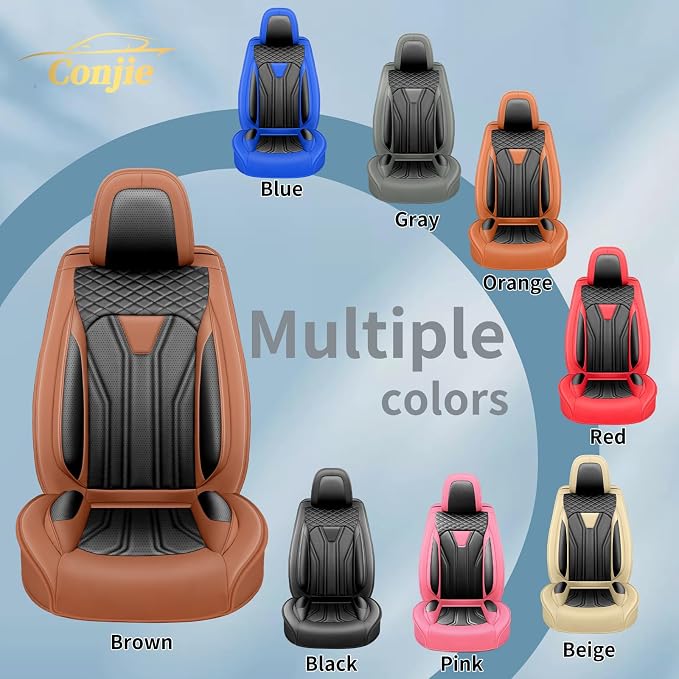 Fit Escape Car Seat Covers Premium Leather for Ford Escape 2010-2025 2026. Waterproof, Anti-Slip, Scratch-Resistant & All-Weather Seat Cushion Protector (Full Set, Brown&Black)