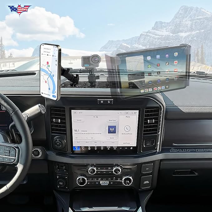 2025 F250 F350 Magnetic Phone Mount Compatible with 2023 2024 2025 2026 Ford F250 F350 Super Duty Accessories Metal Cell Phone Holder Dash Platform Mount