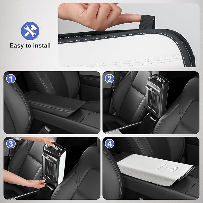 Center Console Armrest Cover Designed for Tesla Model 3 Highland 2024-2027/Model Y Juniper 2025-2027 Refresh,Center Console Accessories for Model 3/Y Interior Accessories 2026 White