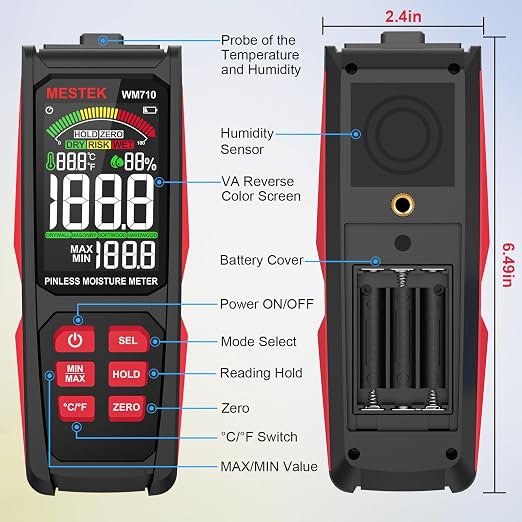 MESTEK Home Inspector Tool Kit with GFCI Outlet Tester, Moisture Meter, Upgraded AC50 Non-Contact Voltage Tester Pen, Electric Tester Kit with Carrying Case, Batteries